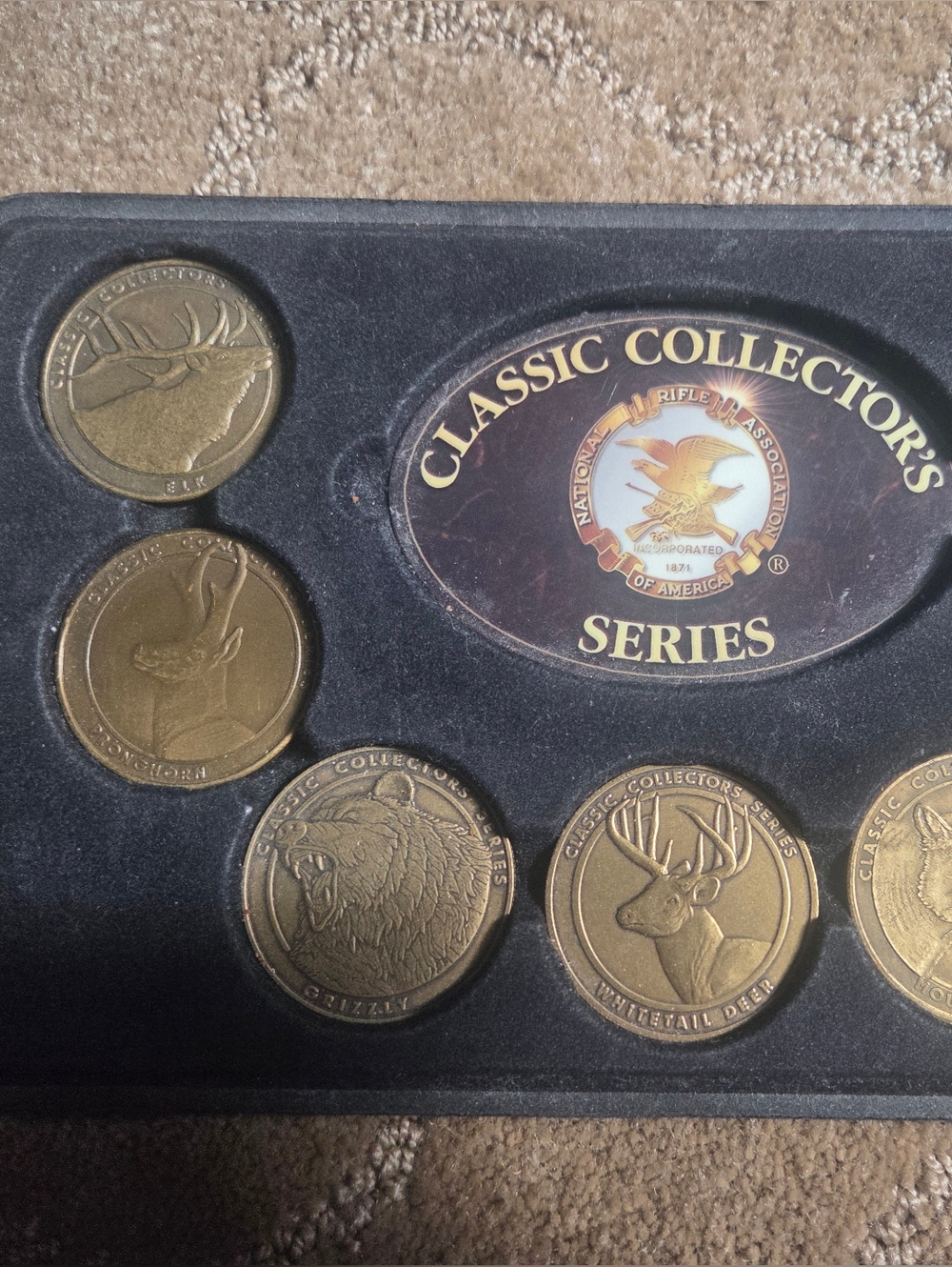 Brass Wildlife Medallion Set - Gold Tone
